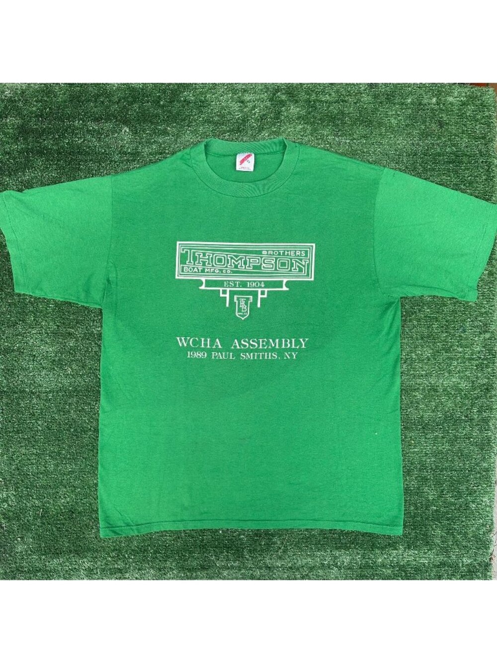 Vintage 80s Canoe Kayak Factory NY T-Shirt Green XL Single Stitch Outdoor 1989